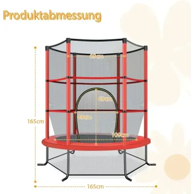 ?140 cm zahradní trampolína s bezpečnostní sítí Trampolína do 135 kg zatížitelná pro děti od 3 let Barevná