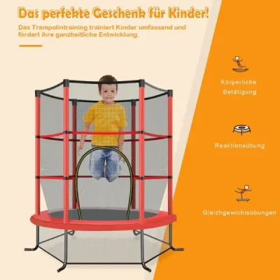 ?140 cm zahradní trampolína s bezpečnostní sítí Trampolína do 135 kg zatížitelná pro děti od 3 let Barevná