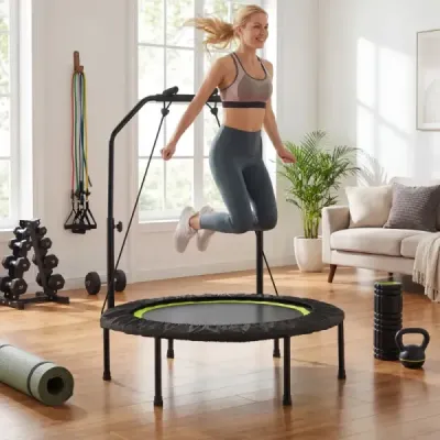 40palcová fitness trampolína pro dospělé se 2 odporovými pásy - zelená