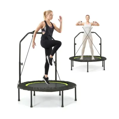 40palcová fitness trampolína pro dospělé se 2 odporovými pásy - zelená