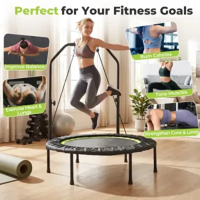 40palcová fitness trampolína pro dospělé se 2 odporovými pásy - zelená