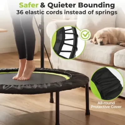 40palcová fitness trampolína pro dospělé se 2 odporovými pásy - zelená