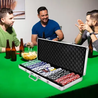Pokerová sada pokerový kufřík 500 laserových žetonů hliníkový kufřík hliníkový pokerový kufřík + hadřík + 2 pokerové balíčky
