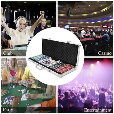 Pokerová sada pokerový kufřík 500 laserových žetonů hliníkový kufřík hliníkový pokerový kufřík + hadřík + 2 pokerové balíčky