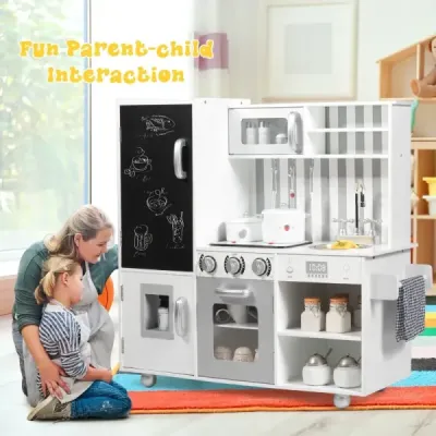 Kinderküche mit Tafel & Simulierten Geräuschen 83 x 32 x 80 cm Weiß