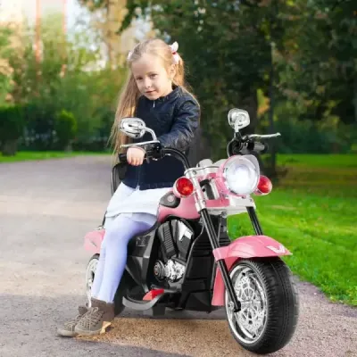 6V dětská elektrická motorka s nastavitelným světlometem a zvukem Tricycle Electric Motorbike Light Pink