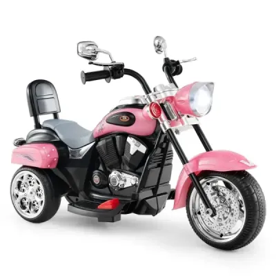 6V dětská elektrická motorka s nastavitelným světlometem a zvukem Tricycle Electric Motorbike Light Pink
