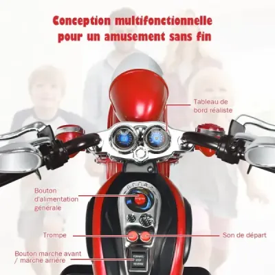 Motorka ve stylu chopperu elektrická motorka dětská motorka 91 x 48 x 64 cm červená + černá