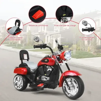 Motorka ve stylu chopperu elektrická motorka dětská motorka 91 x 48 x 64 cm červená + černá