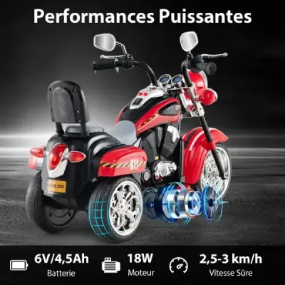 6V dětská elektrická motorka s nastavitelným světlometem a zvukem Tricykl Elektrická motorka Červený hasičský sbor