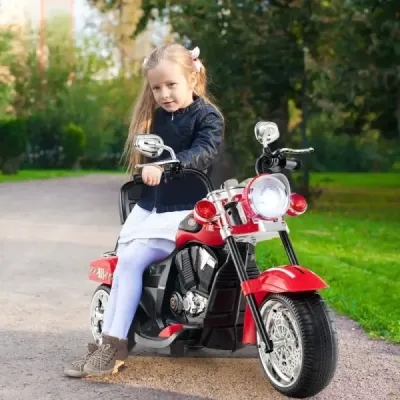 6V dětská elektrická motorka s nastavitelným světlometem a zvukem Tricykl Elektrická motorka Červený hasičský sbor