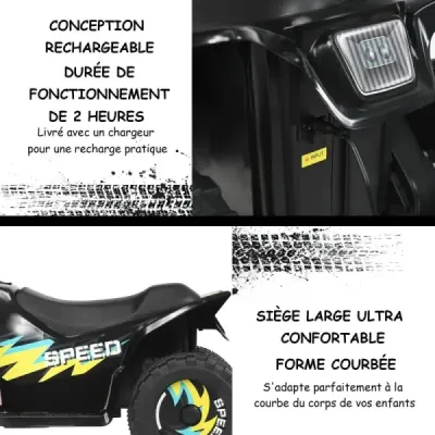 Elektrické auto pro děti elektrická dětská čtyřkolka dětská motorka 73 x 40 x 44,5 cm černá