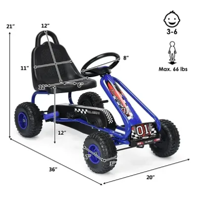 Gokartový vozík Gokart s pedálem ruční brzdy Auto s pedálem 30 kg Pedál Vozidlo s pedálem 3-6 let Modré