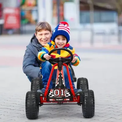 Go Kart Motokára s ruční brzdou Šlapací auto 30 kg Šlapací vůz Šlapací vůz 3-6 let Červená barva