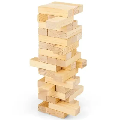 54 kostek z borovicového dřeva Hra na věž Stavební kostky 5 x 3,3 x 15,2 cm Příroda