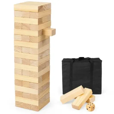 54 kostek z borovicového dřeva Hra na věž Stavební kostky 5 x 3,3 x 15,2 cm Příroda