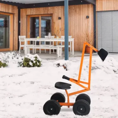 Bagr na sezení s lopatou Kovový dětský bagr Bagr na písek na sezení pro děti od 3 let. Oranžový