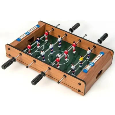 Mini fotbalový stůl pro 2 hráče prostorově úsporný fotbalový stůl s robustní rukojetí 51 x 30,5 x 9 cm Příroda