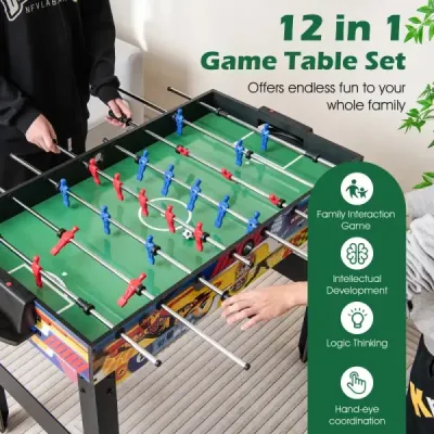 12 in 1 Spieltisch mit Tischfußball & Airhockey & Billard & Tischtennis & Schach & Bowling & Shuffleboard