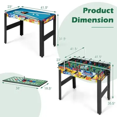 12 in 1 Spieltisch mit Tischfußball & Airhockey & Billard & Tischtennis & Schach & Bowling & Shuffleboard