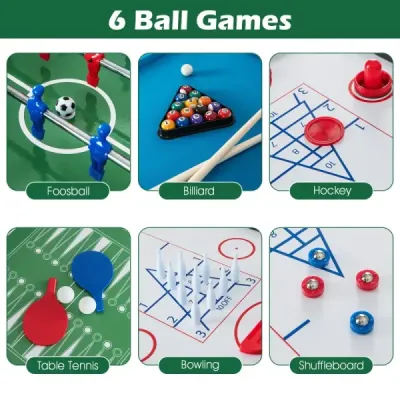 12 in 1 Spieltisch mit Tischfußball & Airhockey & Billard & Tischtennis & Schach & Bowling & Shuffleboard