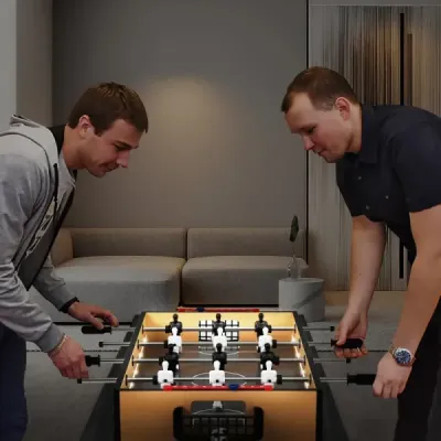 Stolní fotbal včetně 2 fotbalových míčků a stolního fotbalového stolu s LED světlem vyrobený ze dřeva stolní fotbal mini fotbalový stolek