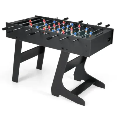 Skládací stolní fotbal s 22 figurkami, 2 míčky a 2 počítadly skóre, stolní fotbal 120 cm, černý