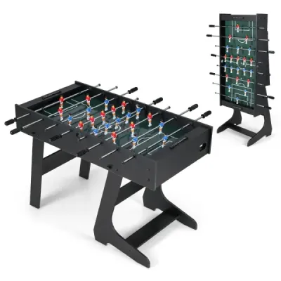 Skládací stolní fotbal s 22 figurkami, 2 míčky a 2 počítadly skóre, stolní fotbal 120 cm, černý