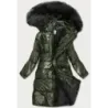 Dámska metalická zimná bunda MODA295 khaki