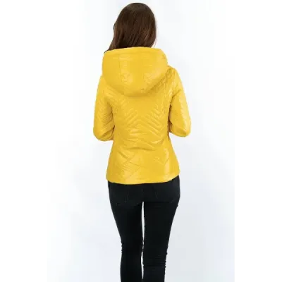 Dámská prošívaná jarní bunda MODA566 žlutá