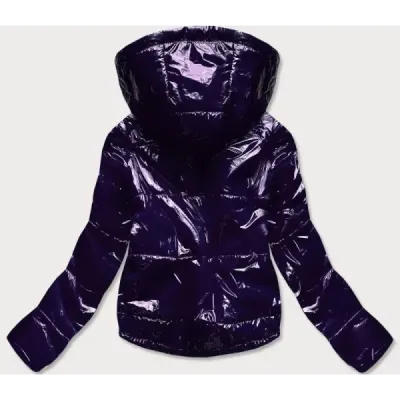 Dámská lesklá prošívaná jarní bunda MODA9560 tmavě modrá