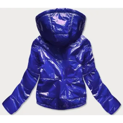 Dámská lesklá prošívaná jarní bunda MODA9560 modrá