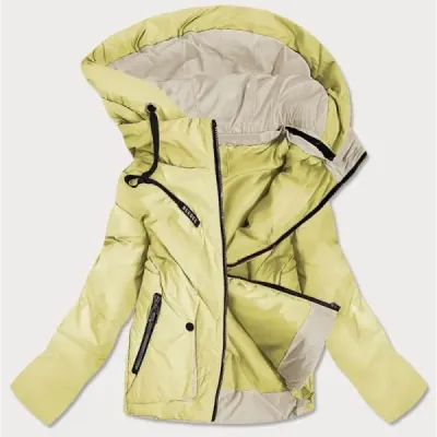 Krátká dámská asymetrická jarní bunda MODA0955 žlutá