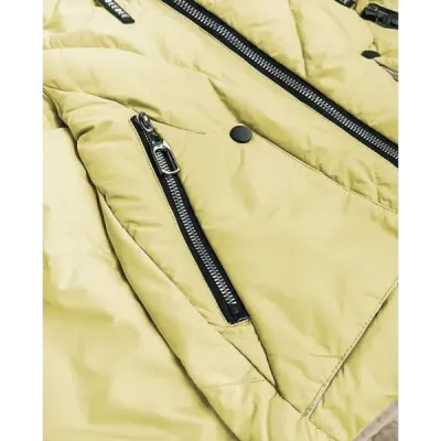 Krátká dámská asymetrická jarní bunda MODA0955 žlutá