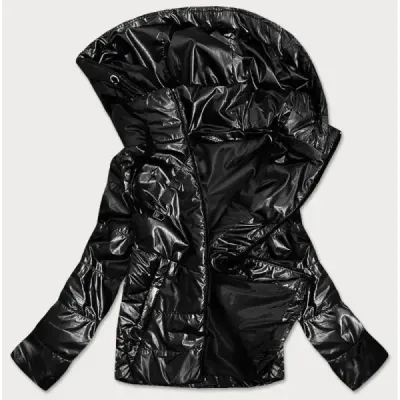 Lesklá dámská jarní bunda MODA9575 černá