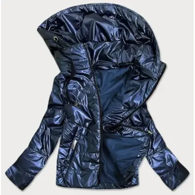 Lesklá dámská jarní bunda MODA9575 tmavě modrá Lesklá dámská jarní bunda MODA9575 tmavě modrá