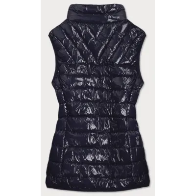 Lesklá dámská vesta MODA107 tmavě modrá