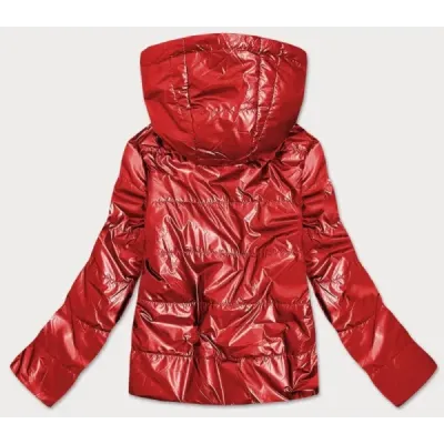 Lesklá dámská jarní bunda MODA9575 červená