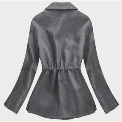 Krátký dámský kabát MODA727 tmavě šedý