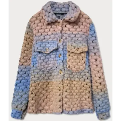Dámská košilová bunda MODA2453 modro-béžová