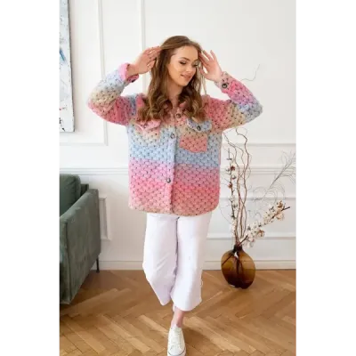 Dámská košilová bunda MODA2453 tmavě růžová