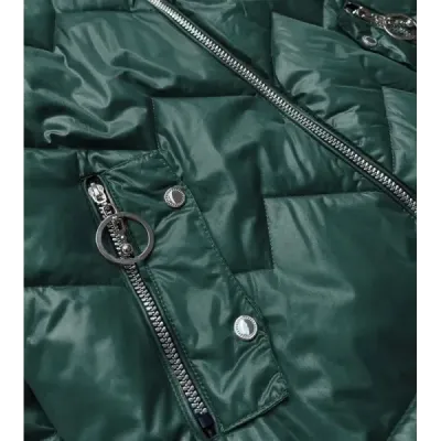 Dámská jarní bunda s kapucí MODA003 zeleno-karamelová