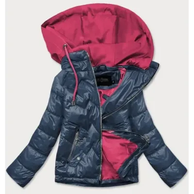 Dámská jarní bunda s kapucí MODA003 modro-růžová