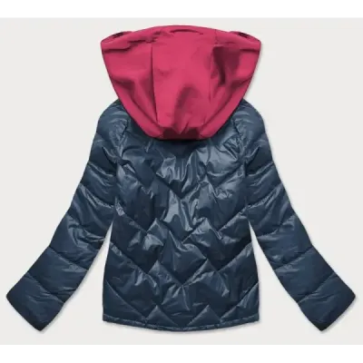 Dámská jarní bunda s kapucí MODA003 modro-růžová