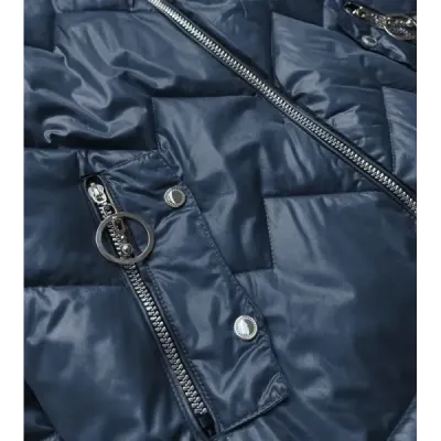 Dámská jarní bunda s kapucí MODA003 modro-růžová