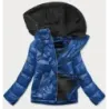 Dámská jarní bunda s kapucí MODA003 modro-černá