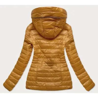 Dámská prošívaná jarní bunda s kapucí MODA366 hořčicová
