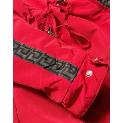 Dámská oboustranná zimní bunda MODA555 červeno-hnědá