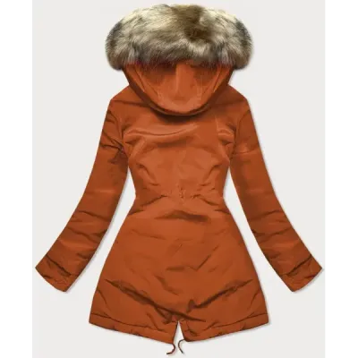 Dámská oboustranná zimní bunda MODA555 pomerančovo-hnědá