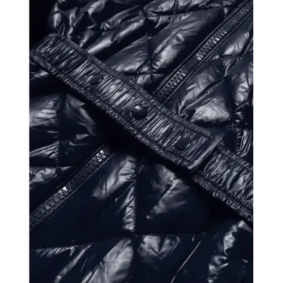Lesklá dámská zimní bunda MODA756 tmavě modrá